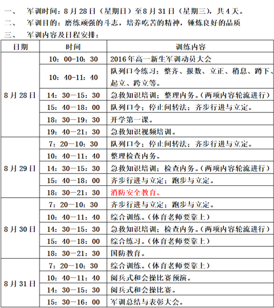 例年军训计划表1