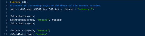 RStudio使用DBI包查询SQL截图1
