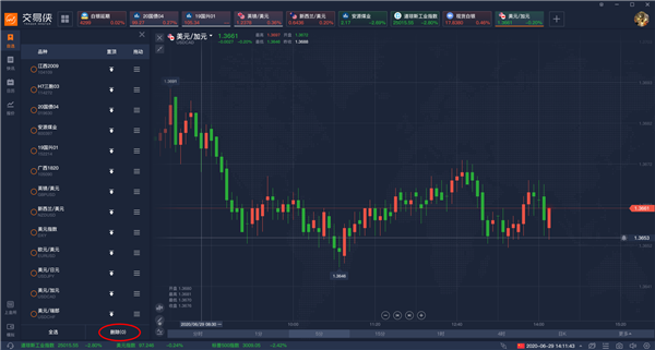 删除自选品种截图