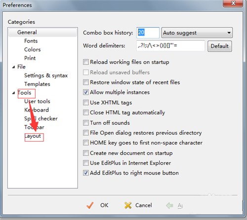 EditPlus设置文件窗口顶部显示截图3