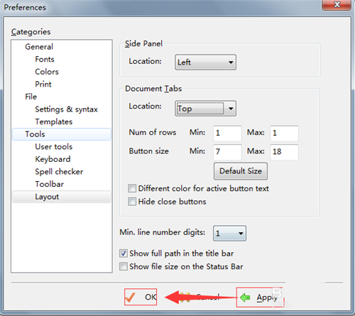 EditPlus设置文件窗口顶部显示截图5