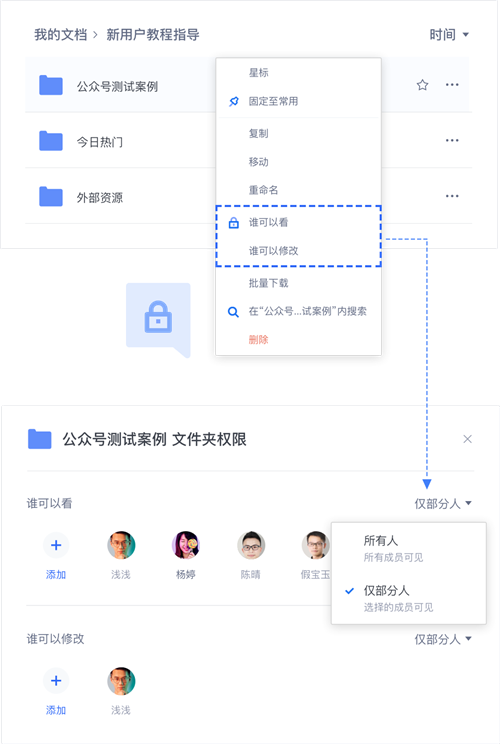 为指定文件夹设置查看、编辑权限截图
