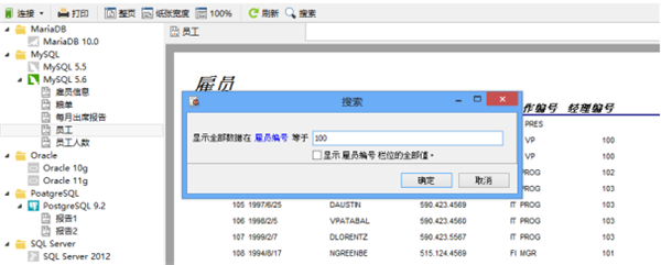 打开使用搜索参数的报表截图