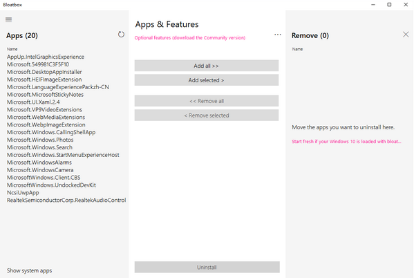 【Bloatbox下载】Bloatbox(预装软件卸载工具) v0.20.0 官方版