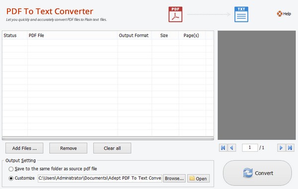 【Adept PDF to Text Converter免费版下载】Adept PDF to Text Converter(PDF转文本工具) v4.00 官方版