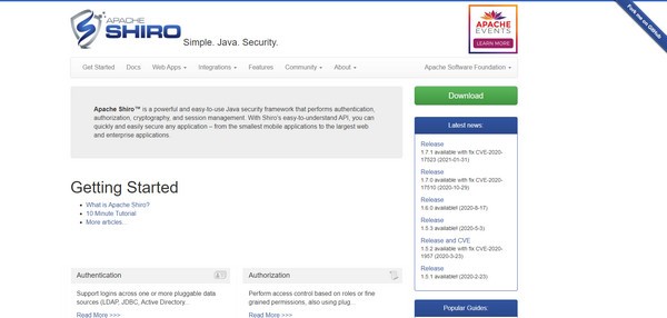 【Apache Shiro官方版下载】Apache Shiro(Java安全框架) v1.7.1 官方版