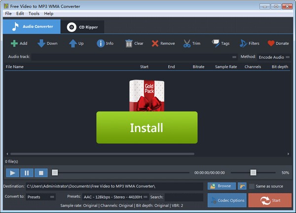 【Free Video to MP3 WMA Converter官方版下载】Free Video to MP3 WMA Converter(视频转音频转换器) v8.8.0 官方版