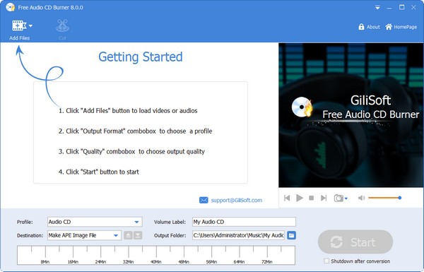 【Free Audio CD Burner官方版下载】Free Audio CD Burner(免费音频光盘刻录软件) v8.0.0 官方版
