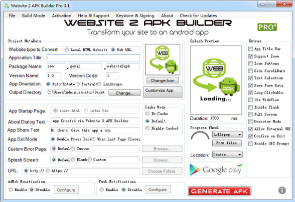 【Website 2 APK Builder Pro下载】Website 2 APK Builder Pro(网站生成app工具) v4.1 中文版