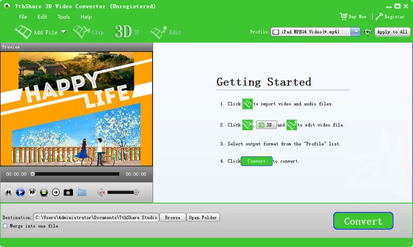 【7thShare 3D Video Converter官方版下载】7thShare 3D Video Converter(视频转换器) v5.8.8 官方版