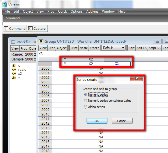 EViews10软件做出解释变量的相关系数矩阵