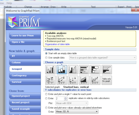GraphPad Prism8破解版怎么做柱状百分比堆积图