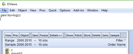 Eviews8怎么取对数